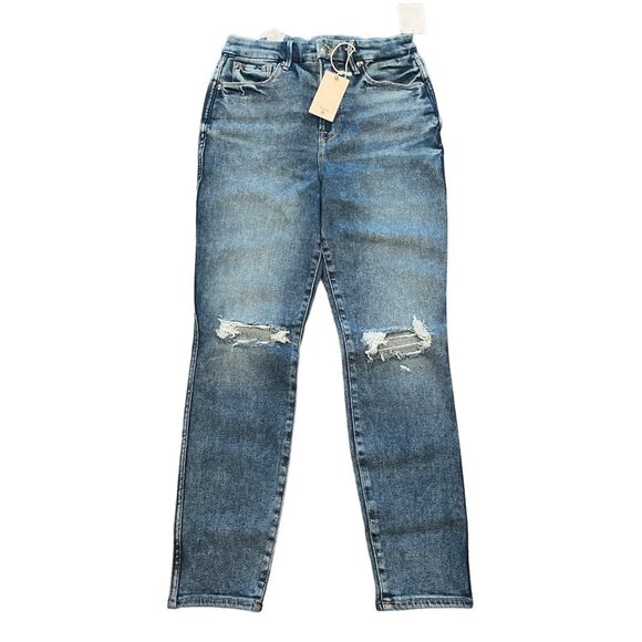 NWT Good American 8/29 Good Curve Skinny Crop Jeans High Rise Distressed - Picture 1 of 16